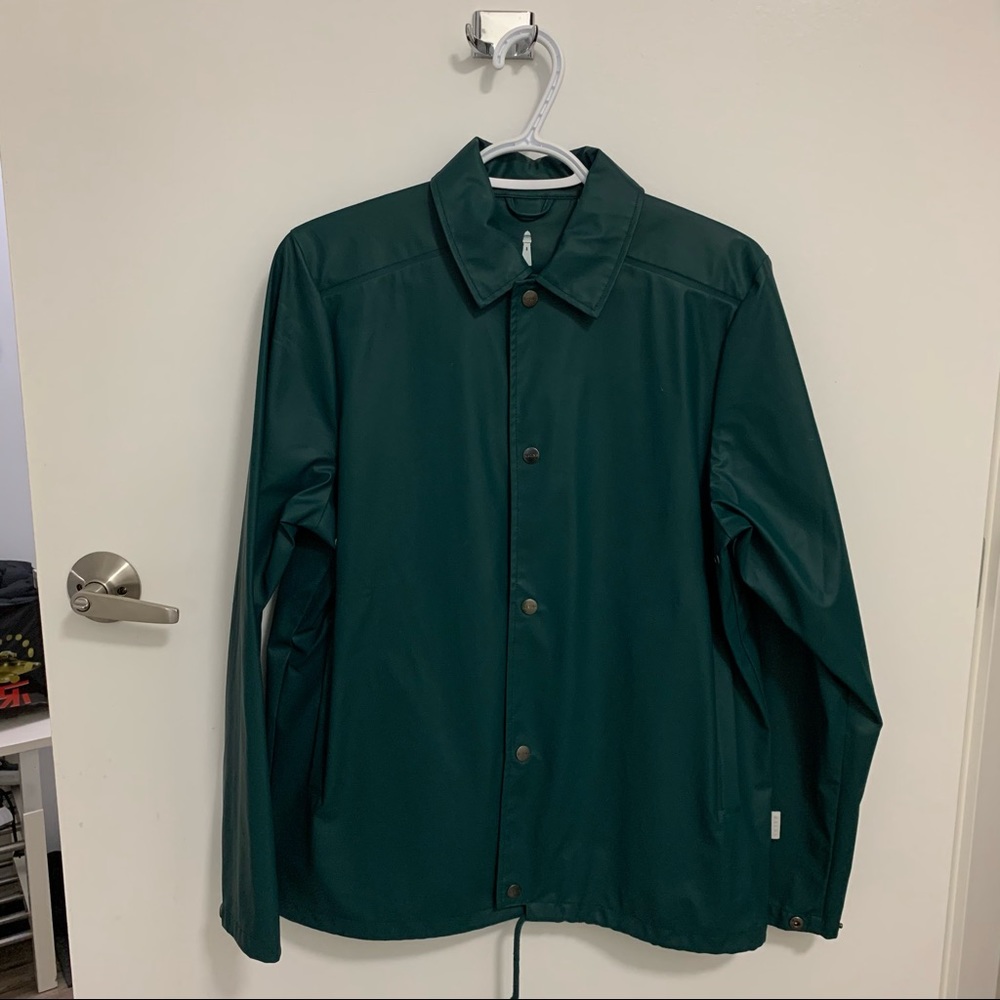 RAINS hunter green rain jacket